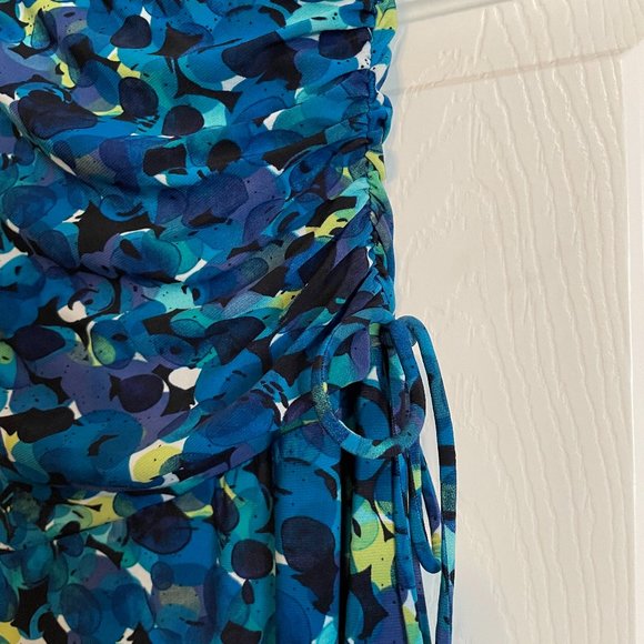 Watercolor print mock-wrap dress - Picture 4 of 8